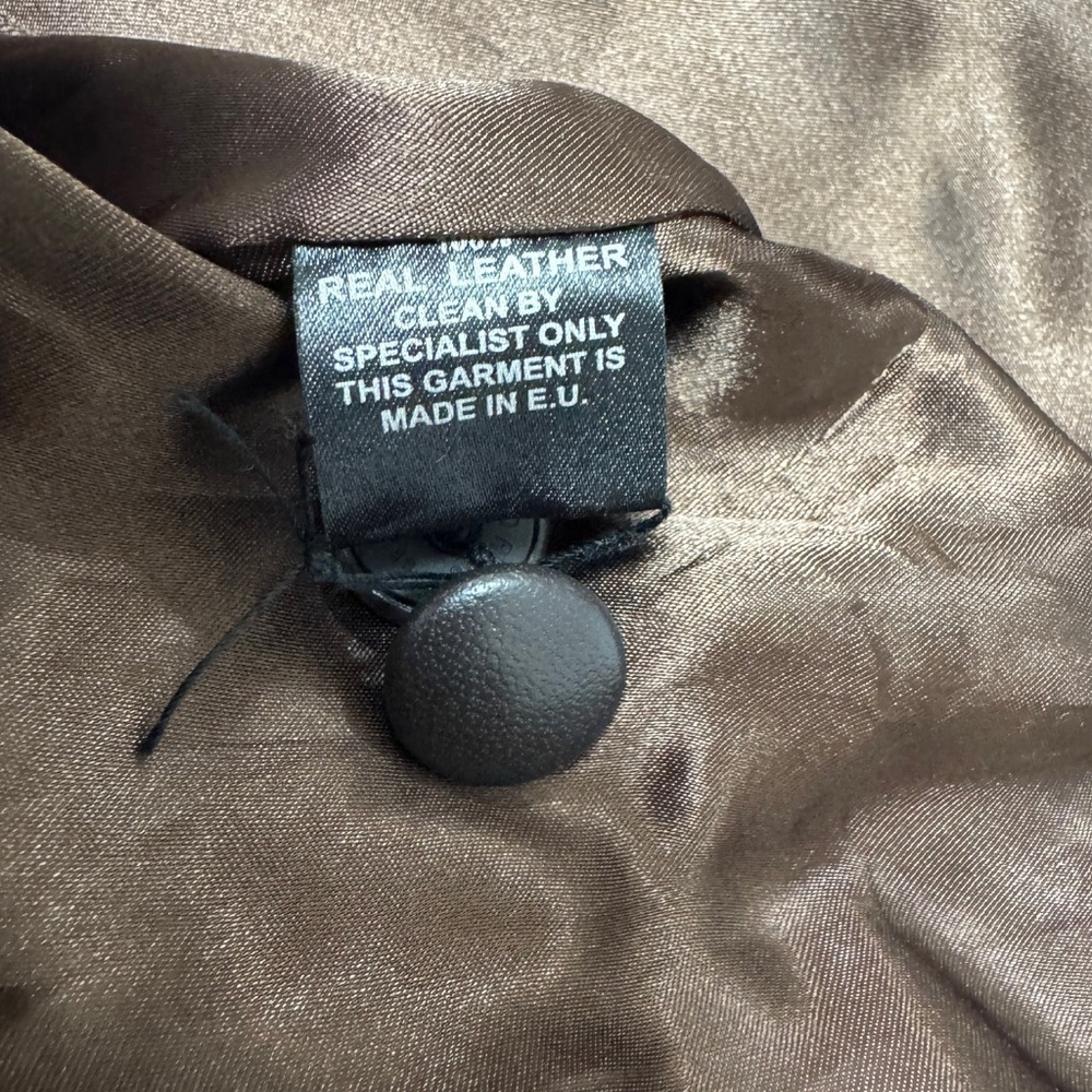 Vintage DM Leatherwear Brown Striped Coat Suede Panel Size Small Medium - Picture 10 of 15